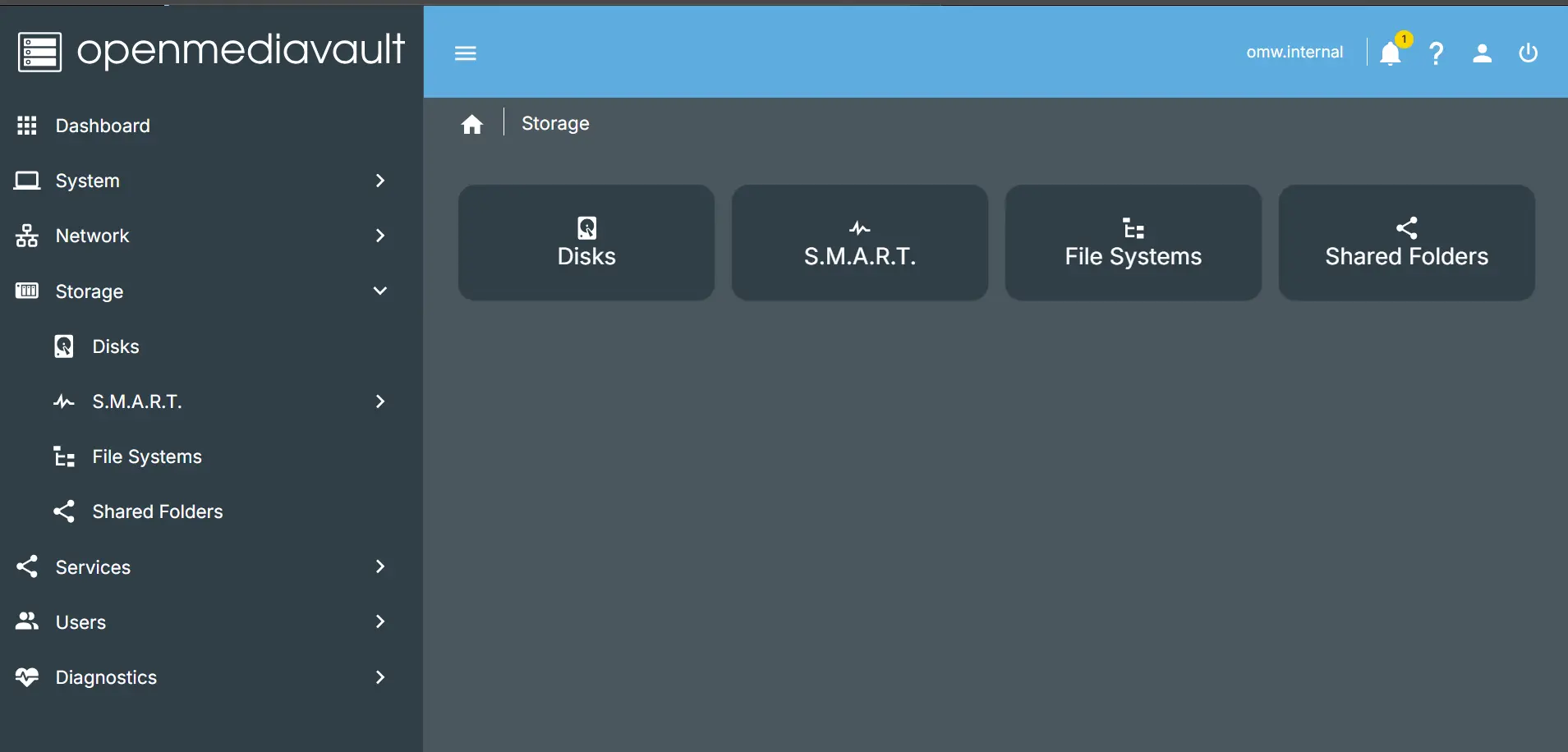 Network attached storage dashboard for private file storage